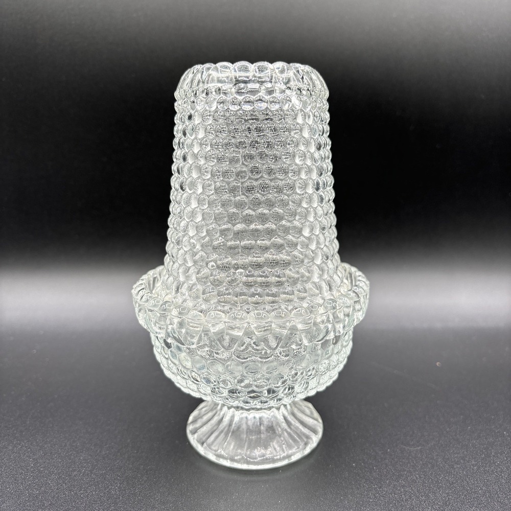 Vintage Duncan Miller Thousand Eye Hobnail Clear Bubble Glass Fairy Candle Lamp
